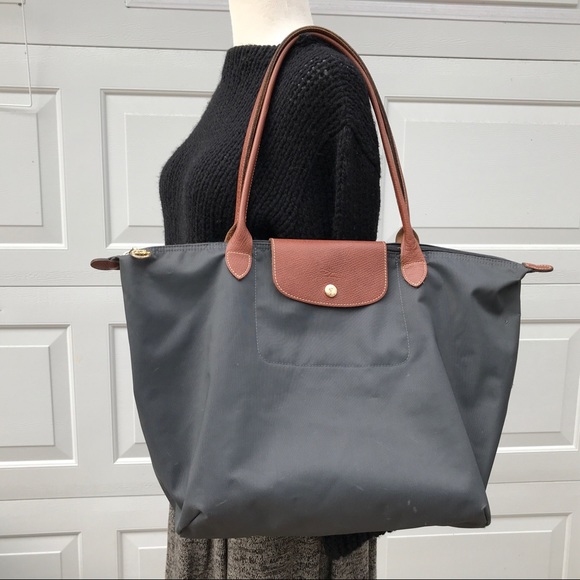 longchamp gunmetal tote